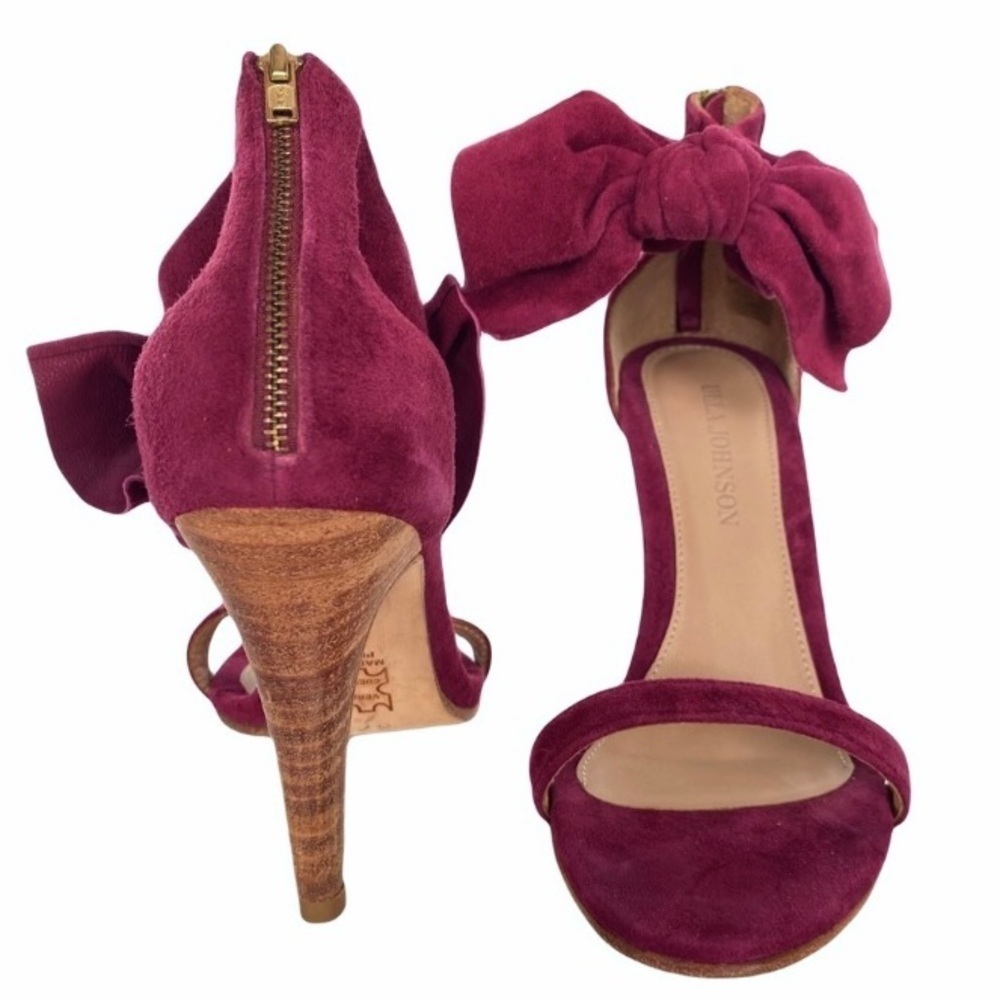 Ulla Johnson Suede Thecia Bordeaux Bow Heels Womens Size Eu 37 Holiday